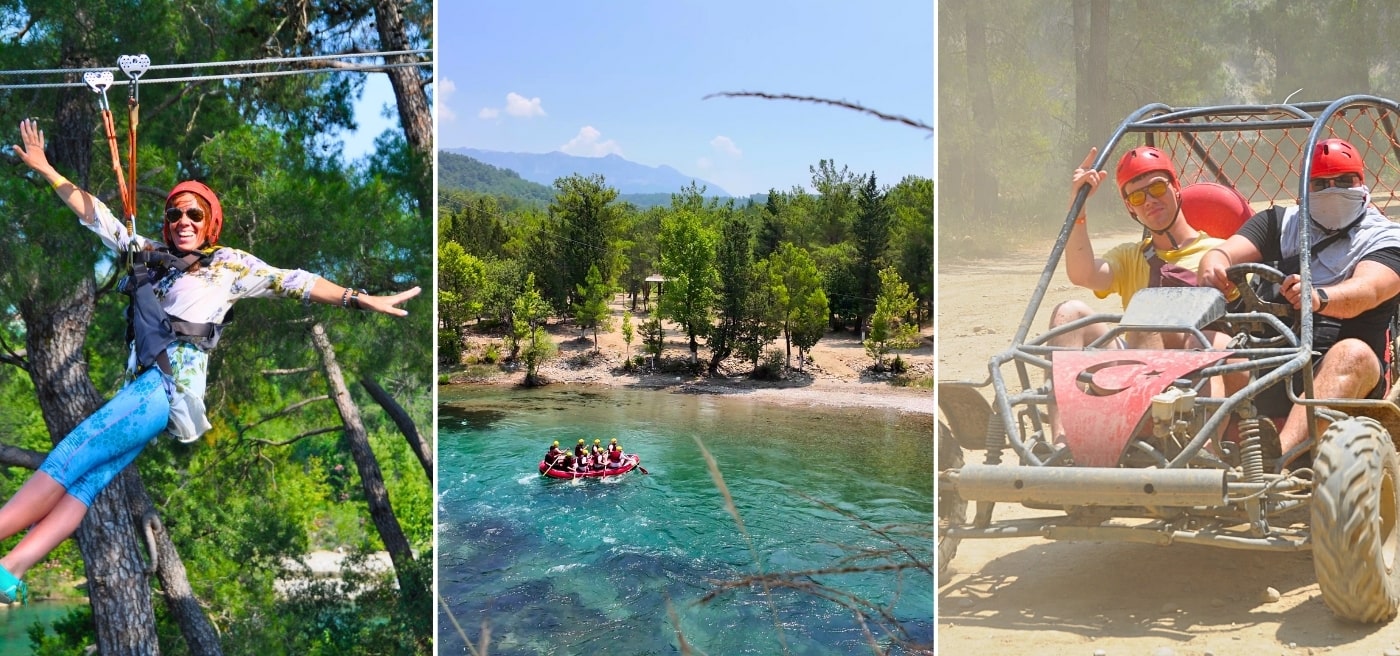 Side Buggy Safari Zipline & Rafting Tour in Stunning Nature